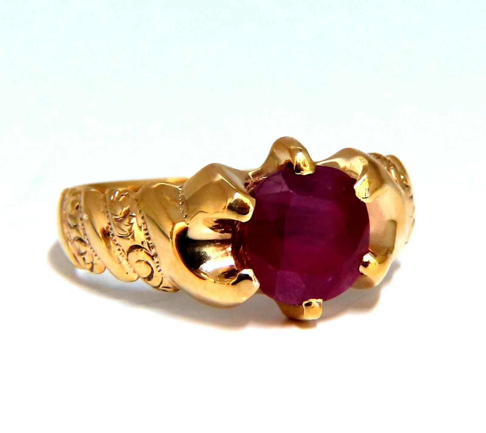 Solitaire Natural Ruby Ring

3.50ct Oval ruby .

Even tone.

 Transparent.

  10kt. yellow gold

Ring: 10.5mm wide

Depth: 5.7mm

5.2 grams

Ring size: 8.25

May resize this ring.