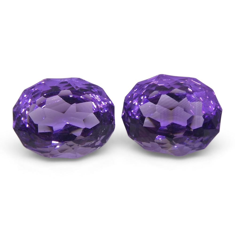 3.50ct Oval Amethyst 'Ruth' Fantasy/Fancy Cut Pair In New Condition For Sale In Toronto, Ontario
