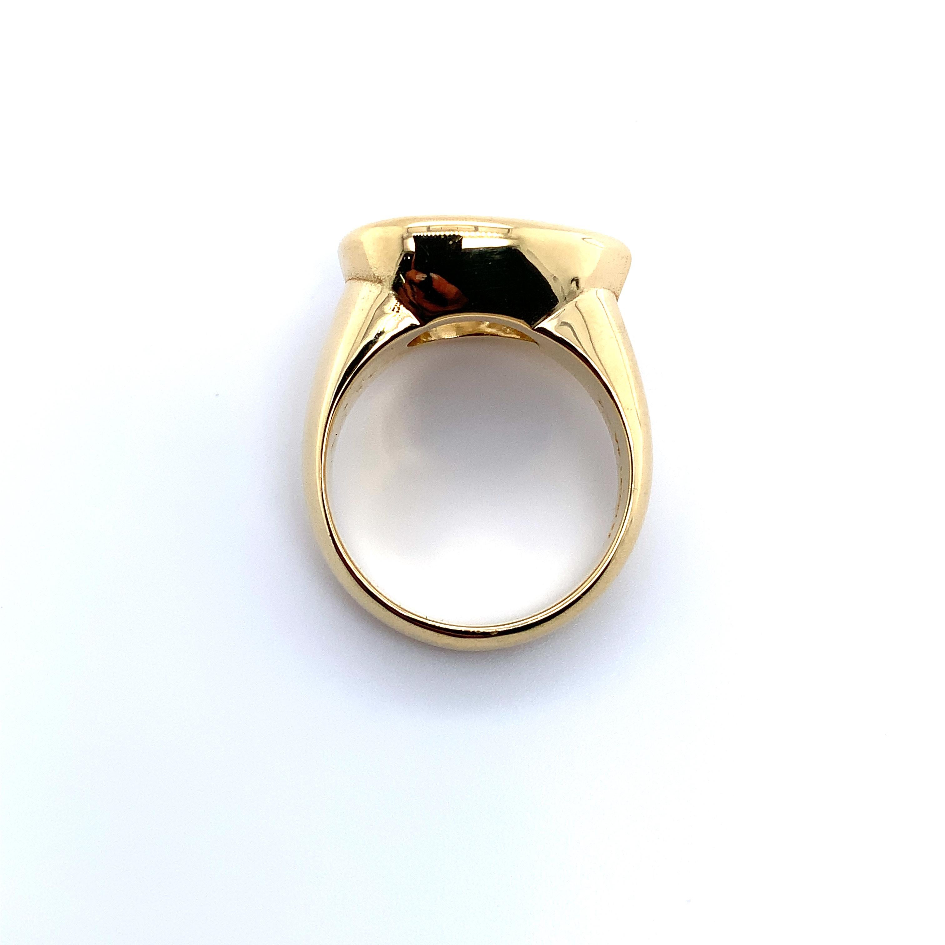 3.50ct Pear shaped diamond bezel chunky cocktail ring 18k yellow gold For Sale 2