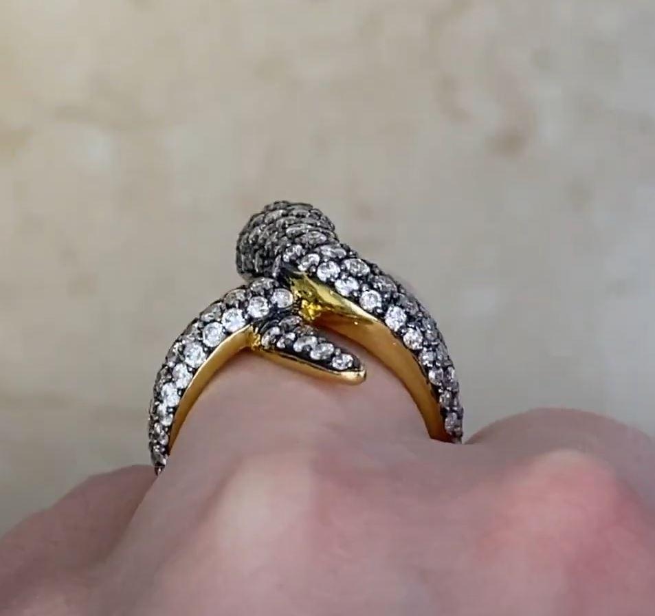 3.50ct Round Brilliant Cut Diamond Cocktail Ring, Silver & 18k Yellow Gold For Sale 2