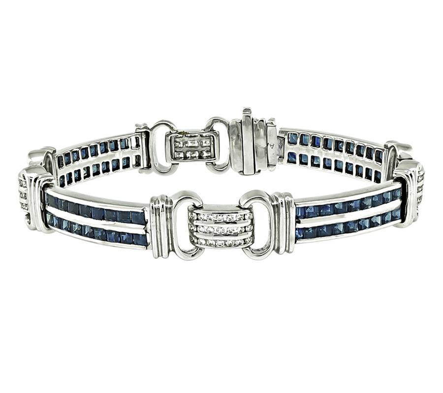 Taille carrée Bracelet en or avec saphirs 3,50 carats et diamants 1,50 carat en vente