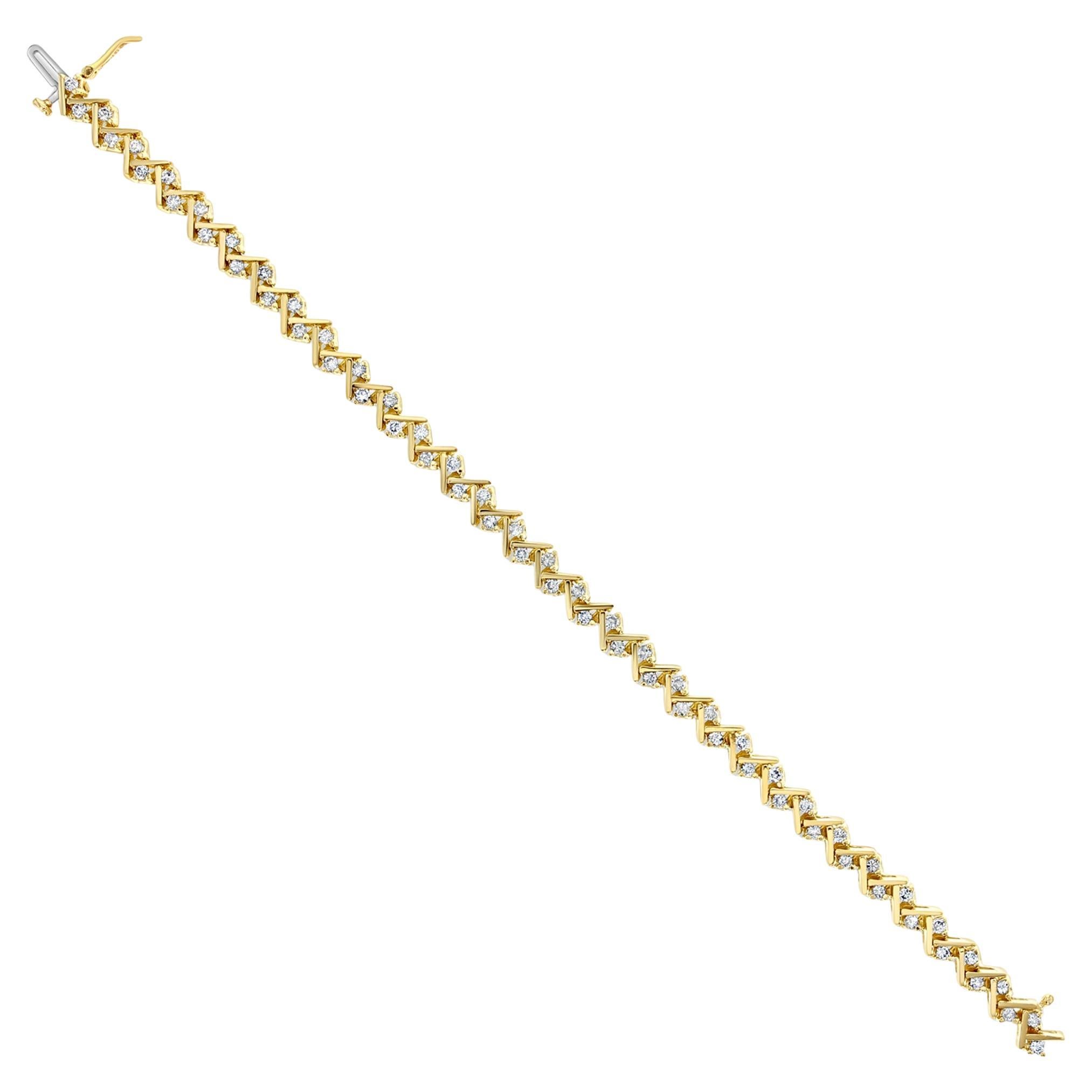 3.50cttw Two by Two Diagonal Design Diamond Tennis Bracelet