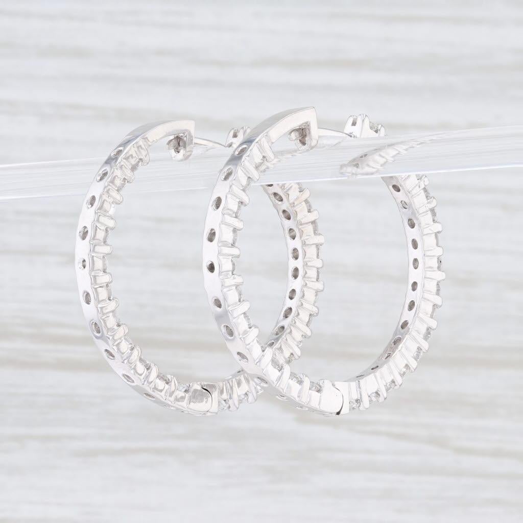 Orecchini a cerchio con diamante Inside Out da 3,50 carati in oro bianco 14 carati con chiusura a scatto In condizioni buone in vendita a McLeansville, NC