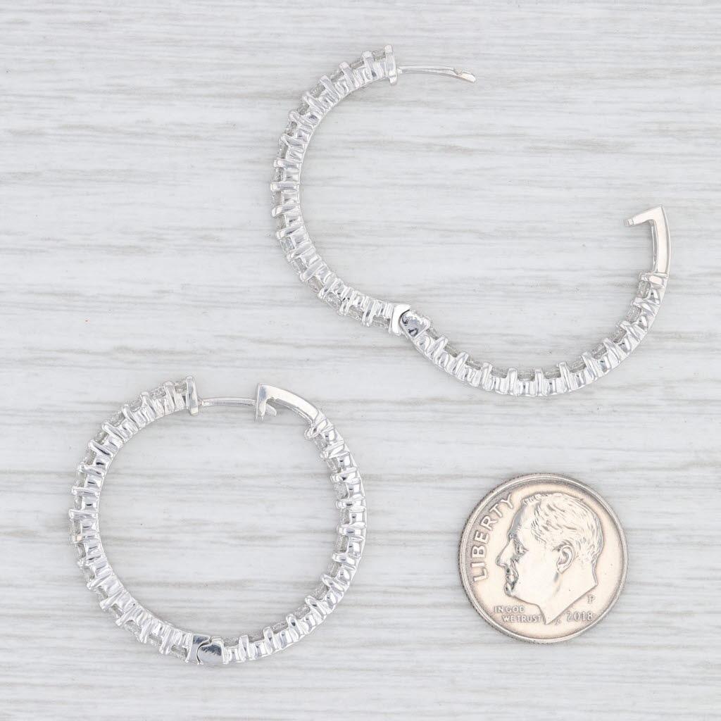 Donna Orecchini a cerchio con diamante Inside Out da 3,50 carati in oro bianco 14 carati con chiusura a scatto in vendita