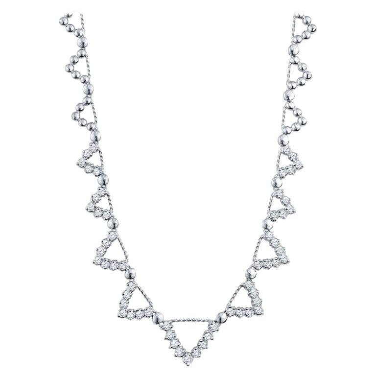 3,50ctw Geometrische Diamant-Perlenkette, 14 Karat Weißgold