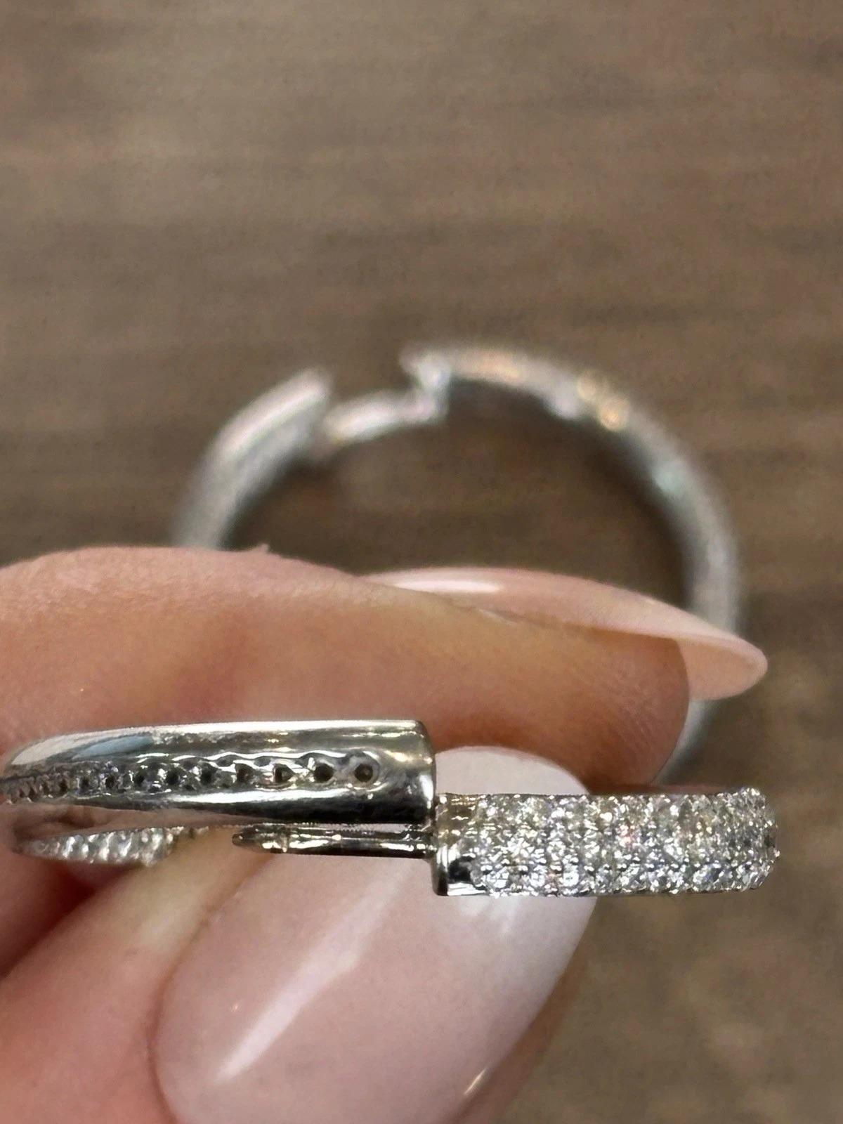Women's 3.50ctw VS G-H Inside-Outside Pave Set 18K White Gold Diamond Hoop Earrings For Sale