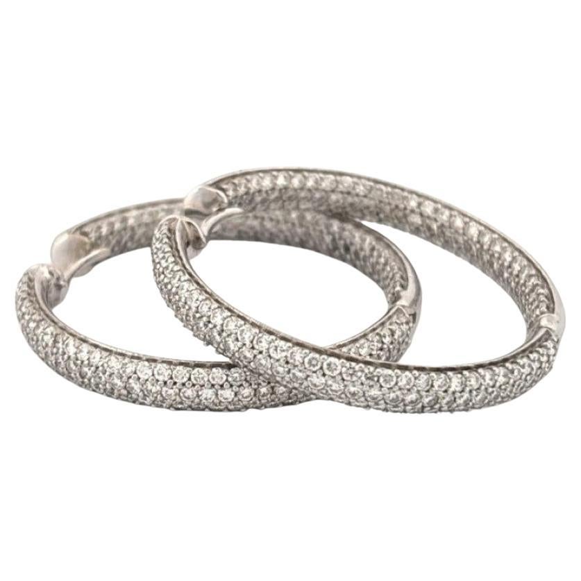 3.50ctw VS G-H Inside-Outside Pave Set 18K White Gold Diamond Hoop Earrings