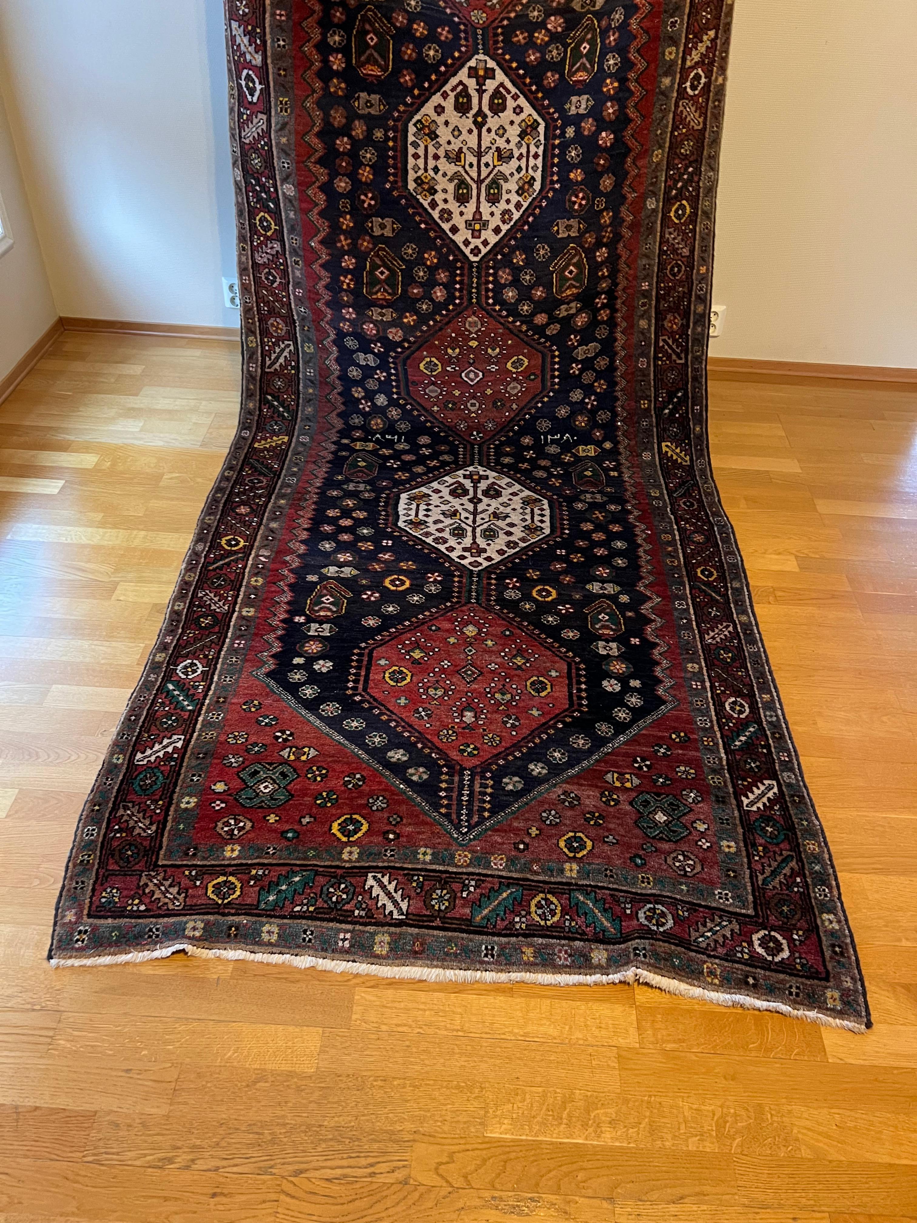 350x137cm XL Persischer Mianeh Läufer Teppich, Handgeknüpfter Wollteppich (Ende des 20. Jahrhunderts) im Angebot