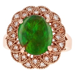 Anillo de cóctel de oro rosa de 14 quilates con diamante ammolita de 3,51 quilates