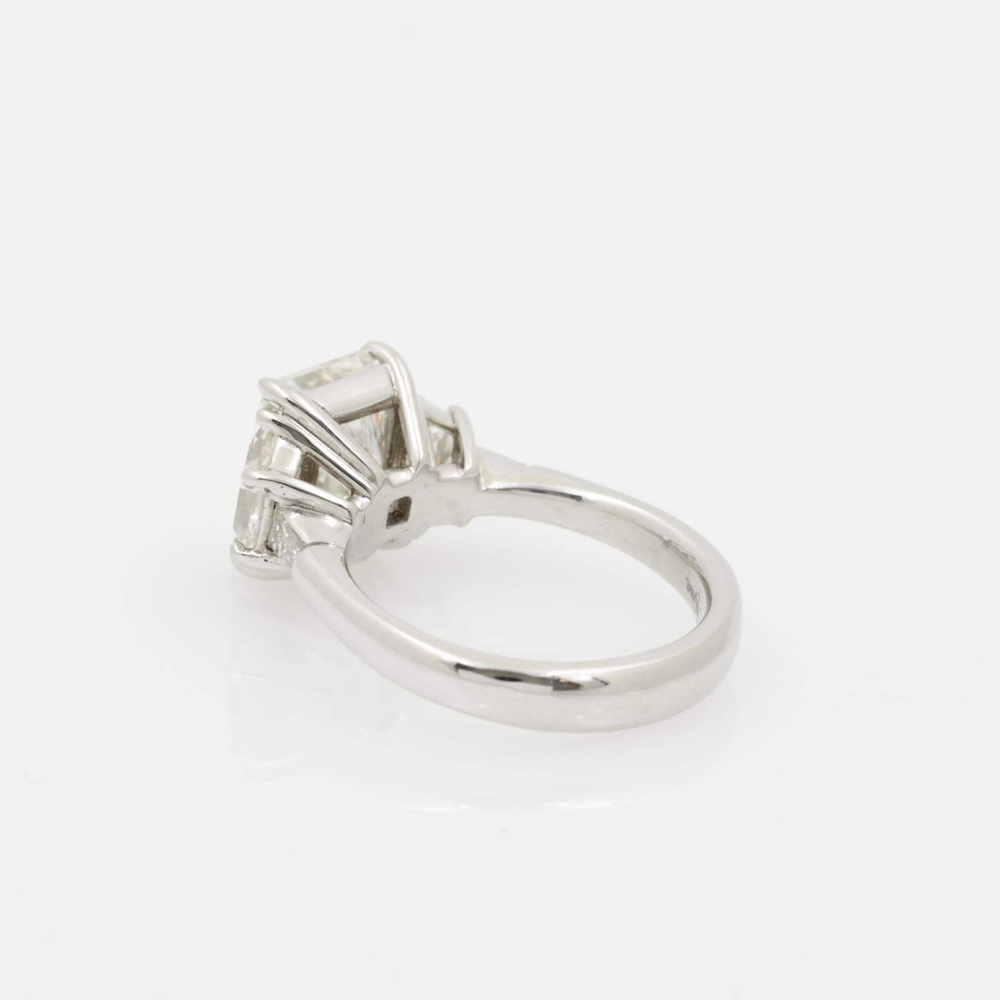 Modern 3.51 Carat GIA Radiant Cut Diamond Platinum Five-Stone Ring