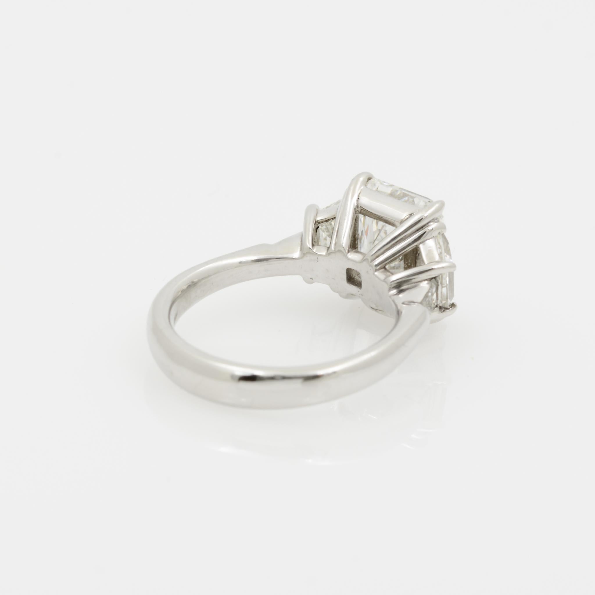 Women's 3.51 Carat GIA Radiant Cut Diamond Platinum Five-Stone Ring