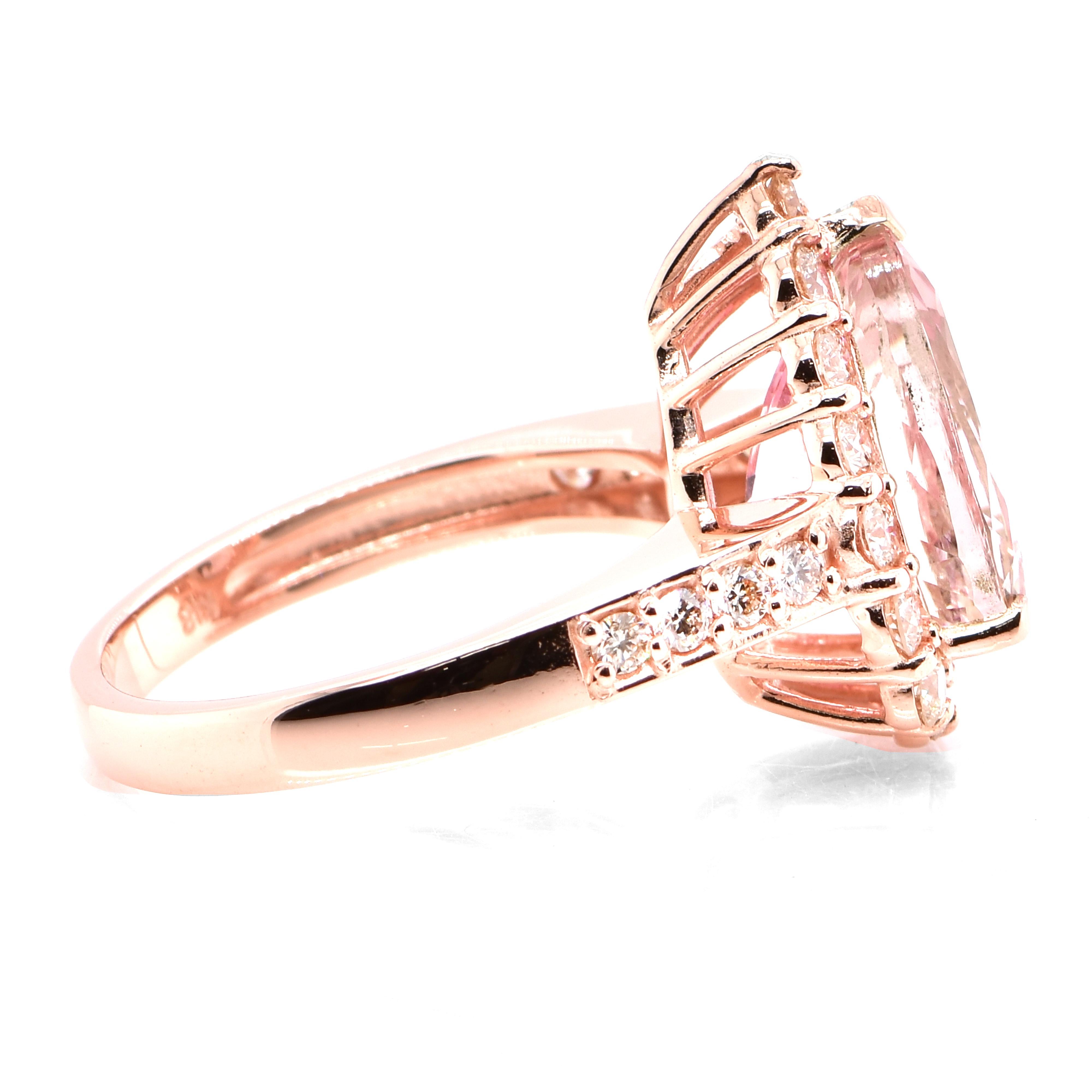 3.51 Carat Natural 'Sakura Pink' Morganite and Diamond Ring Set in 18K Rose Gold In New Condition For Sale In Tokyo, JP
