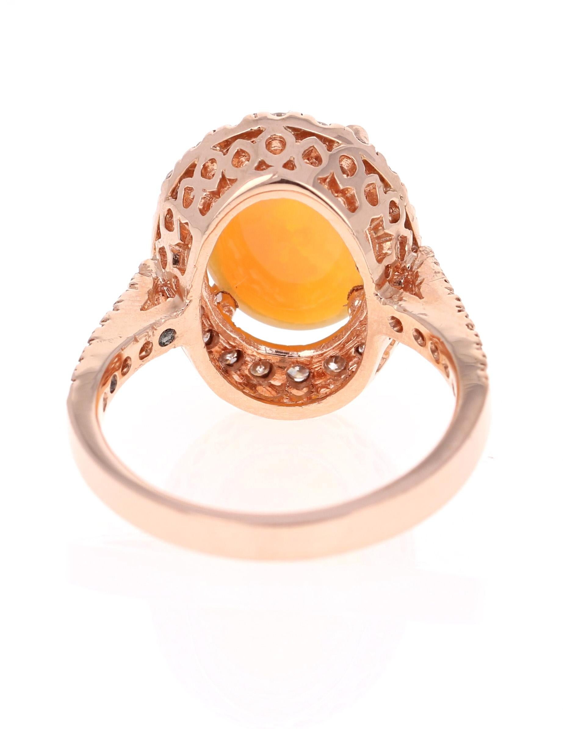 Contemporary 3.51 Carat Opal Diamond 14 Karat Rose Gold Ring For Sale