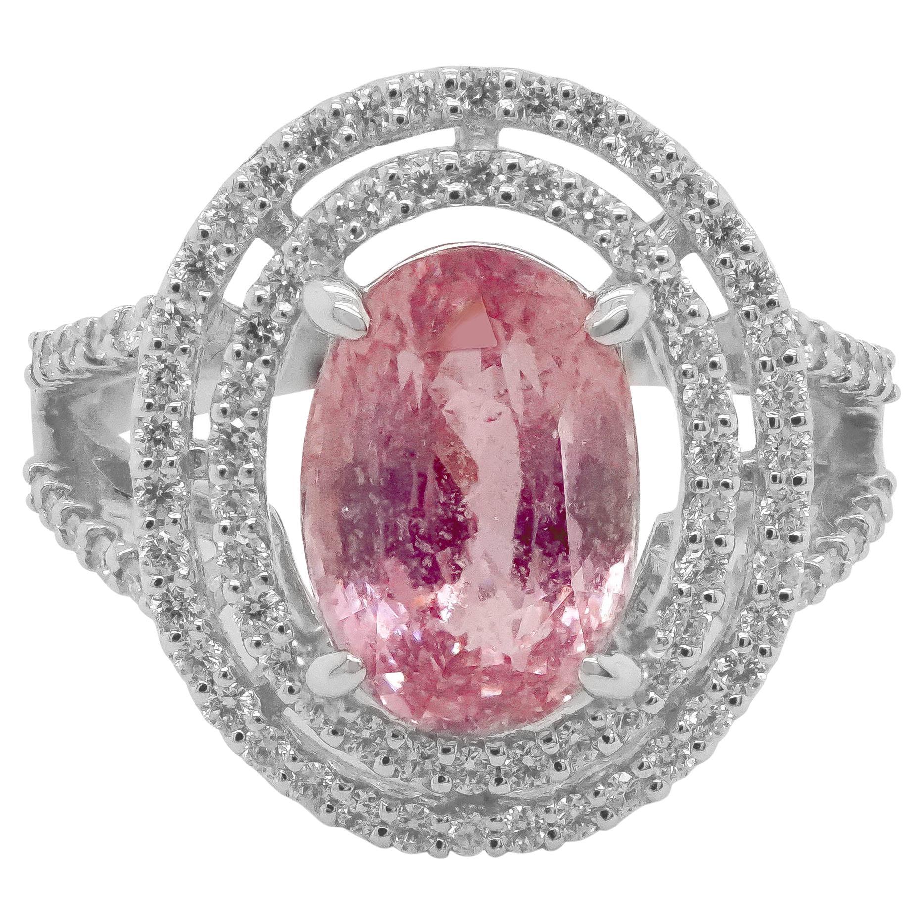 3.51 Carat Padparadscha Sapphire Sunset Color Solitaire Ring
