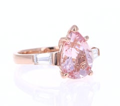 3.51ct Pear Cut Pink Morganite Engagement Ring in 14K Rose Gold