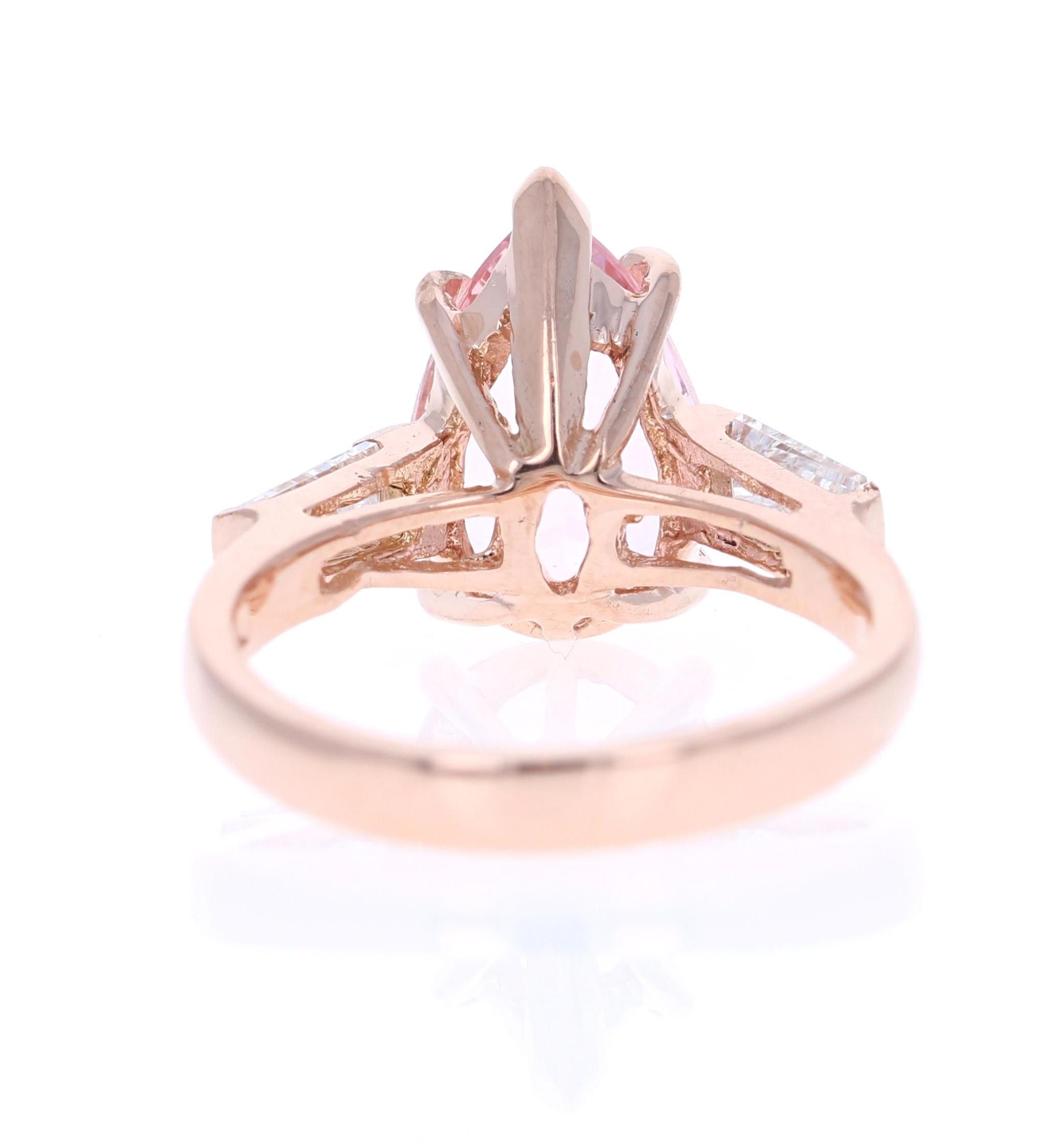 pink morganite pear shaped engagement ring