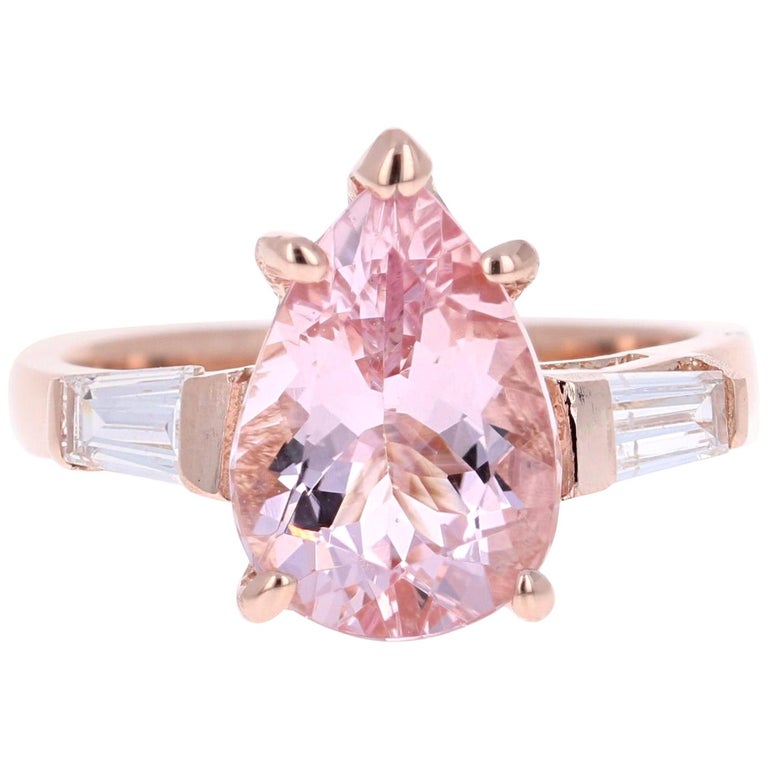 Pink Morganite Diamond Rose Gold Engagement Ring For Sale at 1stDibs