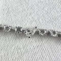 3.51 Carat Pear Shape and Round Diamond Fashion Bracelet in 14K White Gold, 7 In