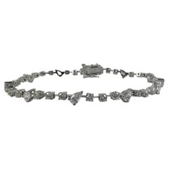 3,51 Karat birnenförmiges und rundes Diamantarmband aus 14K Weißgold, 7 Zoll