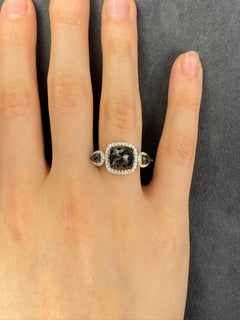 3.51 Carat Rose Cut Black and White Diamond Ring