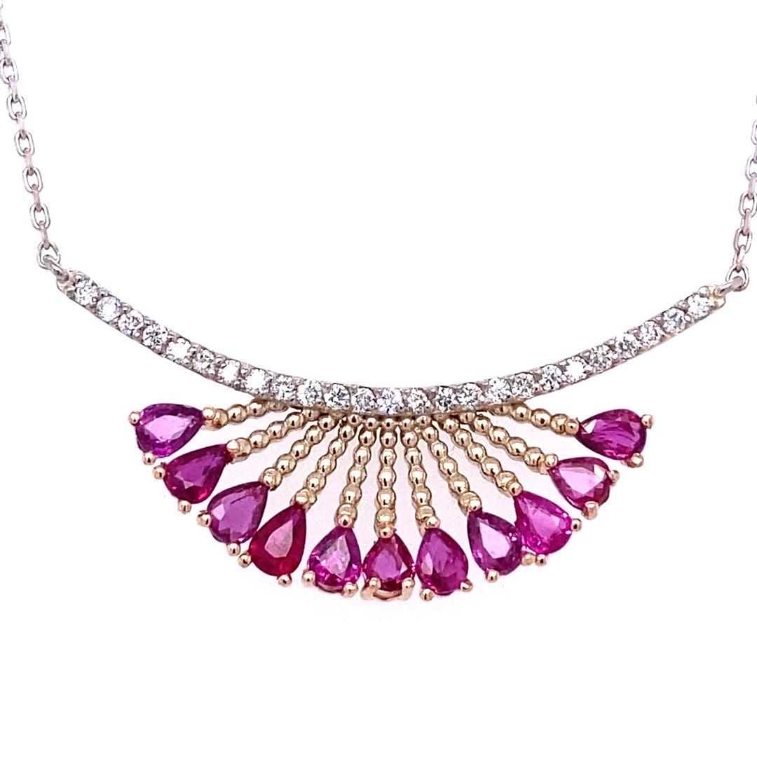 3.51 Carat Ruby Diamond Gold Earring and Necklace Set In New Condition For Sale In Los Angeles, CA