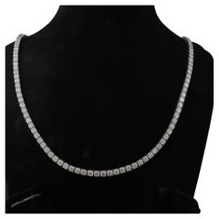 Used 35.1 Carat SI Clarity HI Color Diamond Tennis Chain Necklace 18 Karat White Gold