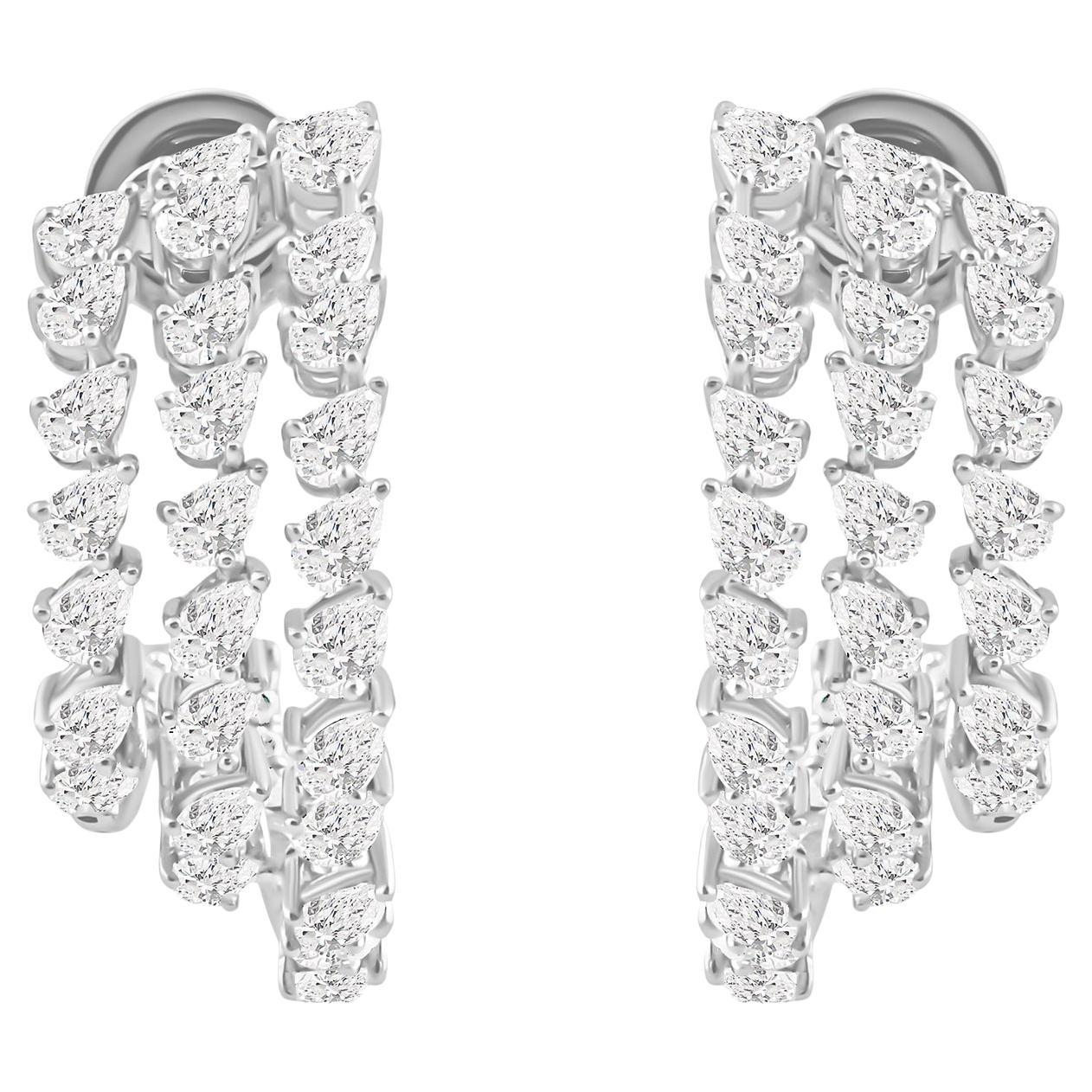 3,51 Karat SI Reinheit HI Farbe Birnen-Diamant-Creolen aus 18 Karat Weißgold