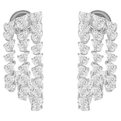 Créoles en or blanc 18 carats avec diamants poire de 3,51 carats de pureté SI de couleur hi-colore