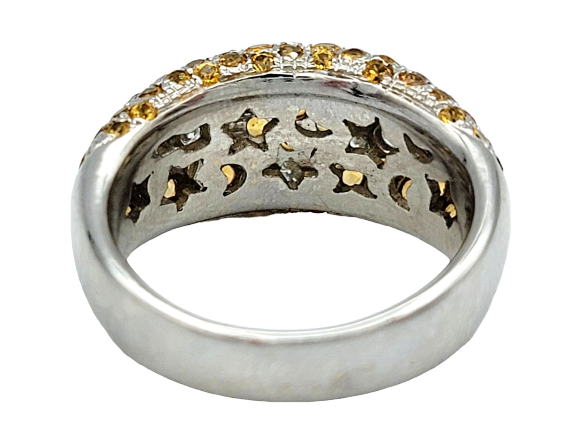 Anello a fascia con zaffiro arancione da 3,51 carati totali e diamanti in oro 18 carati In condizioni buone in vendita a Scottsdale, AZ