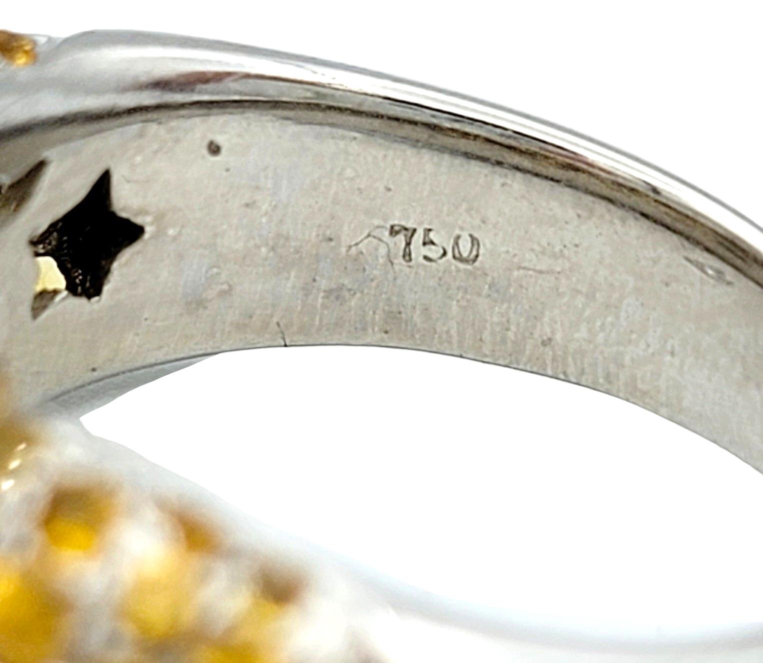 Donna Anello a fascia con zaffiro arancione da 3,51 carati totali e diamanti in oro 18 carati in vendita