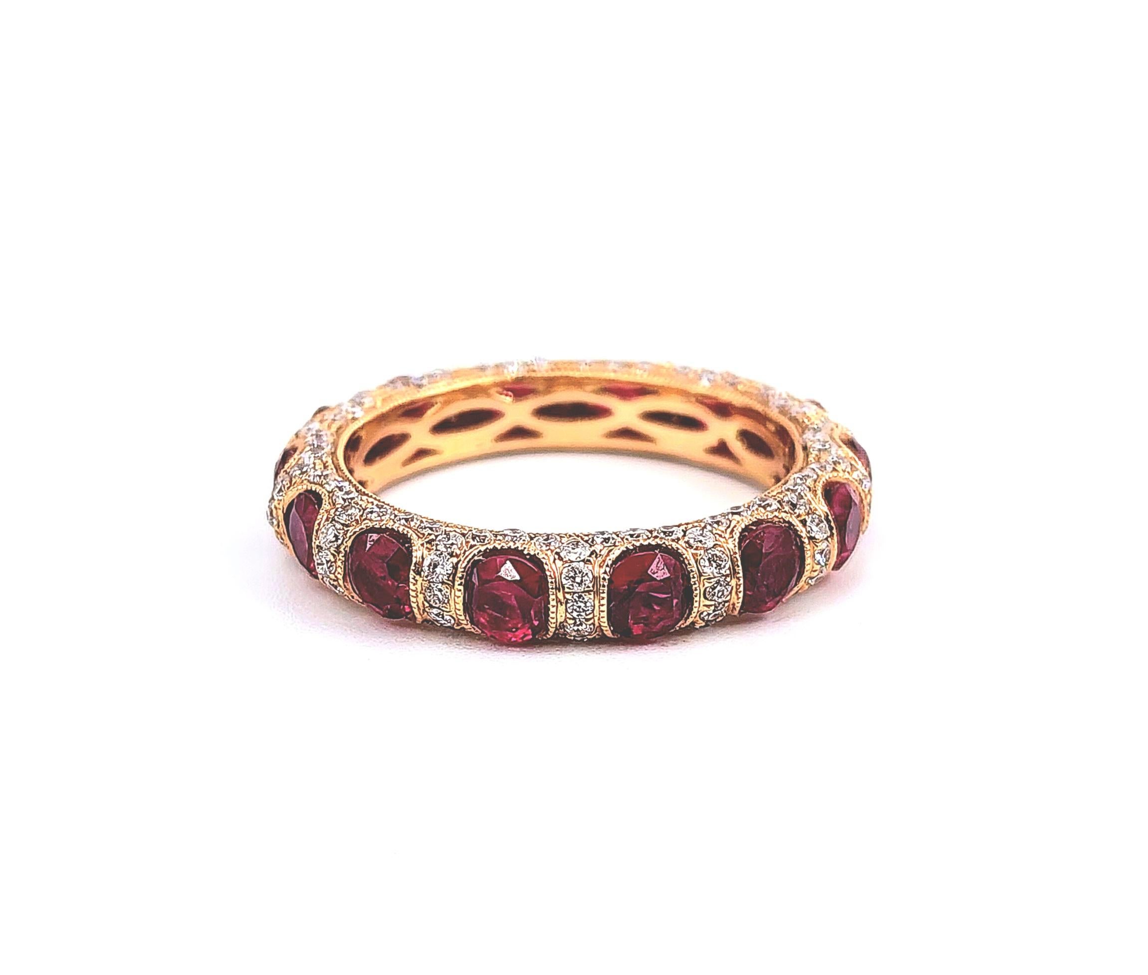 3.51 ct Ruby & Diamond Eternity Band For Sale 4