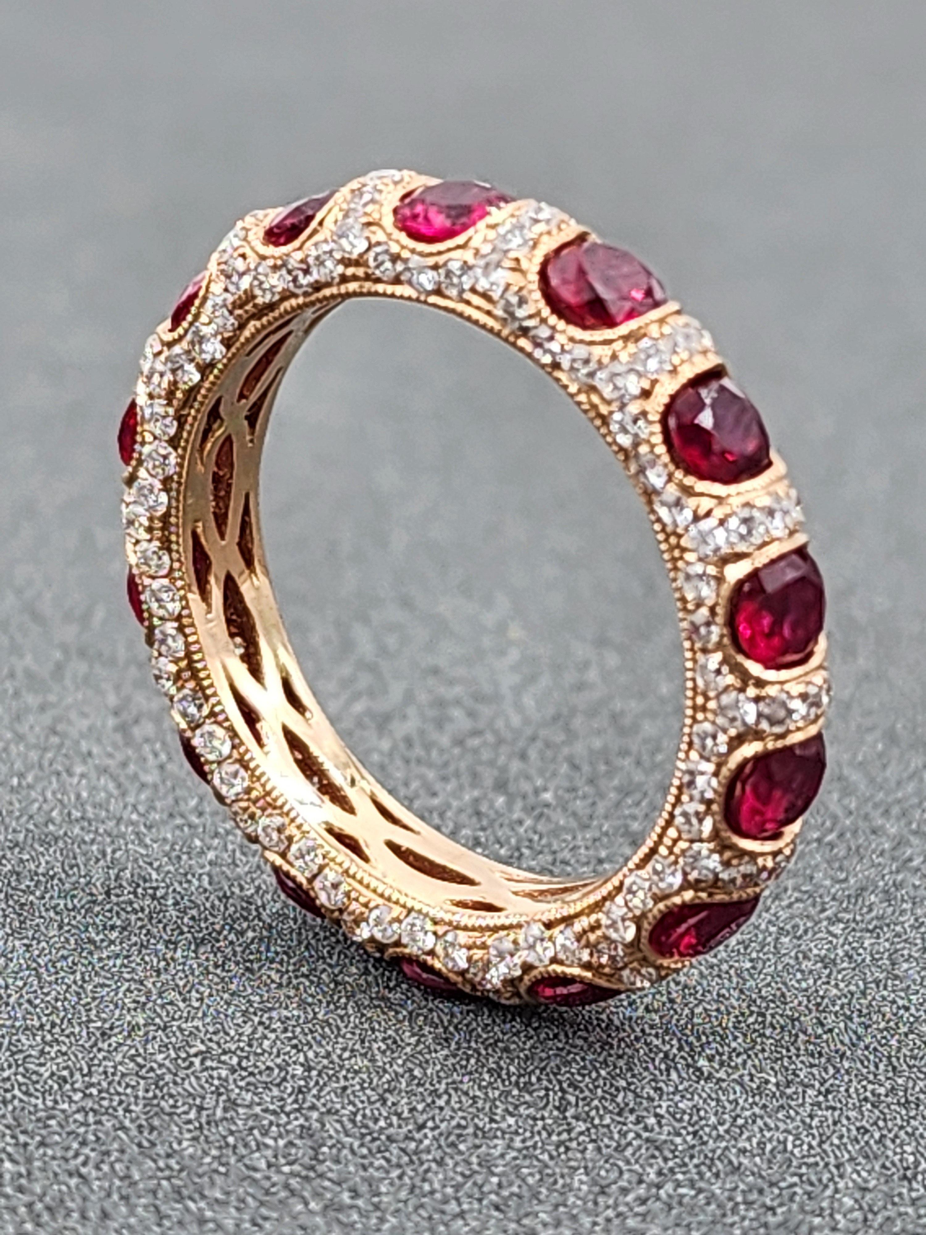 3.51 ct Ruby & Diamond Eternity Band For Sale 3