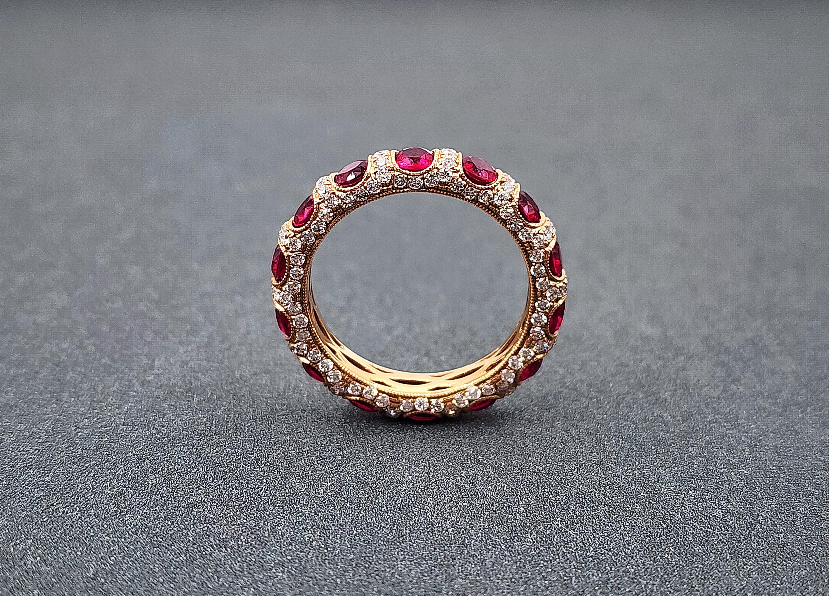 3.51 ct Ruby & Diamond Eternity Band In New Condition For Sale In Chicago, IL
