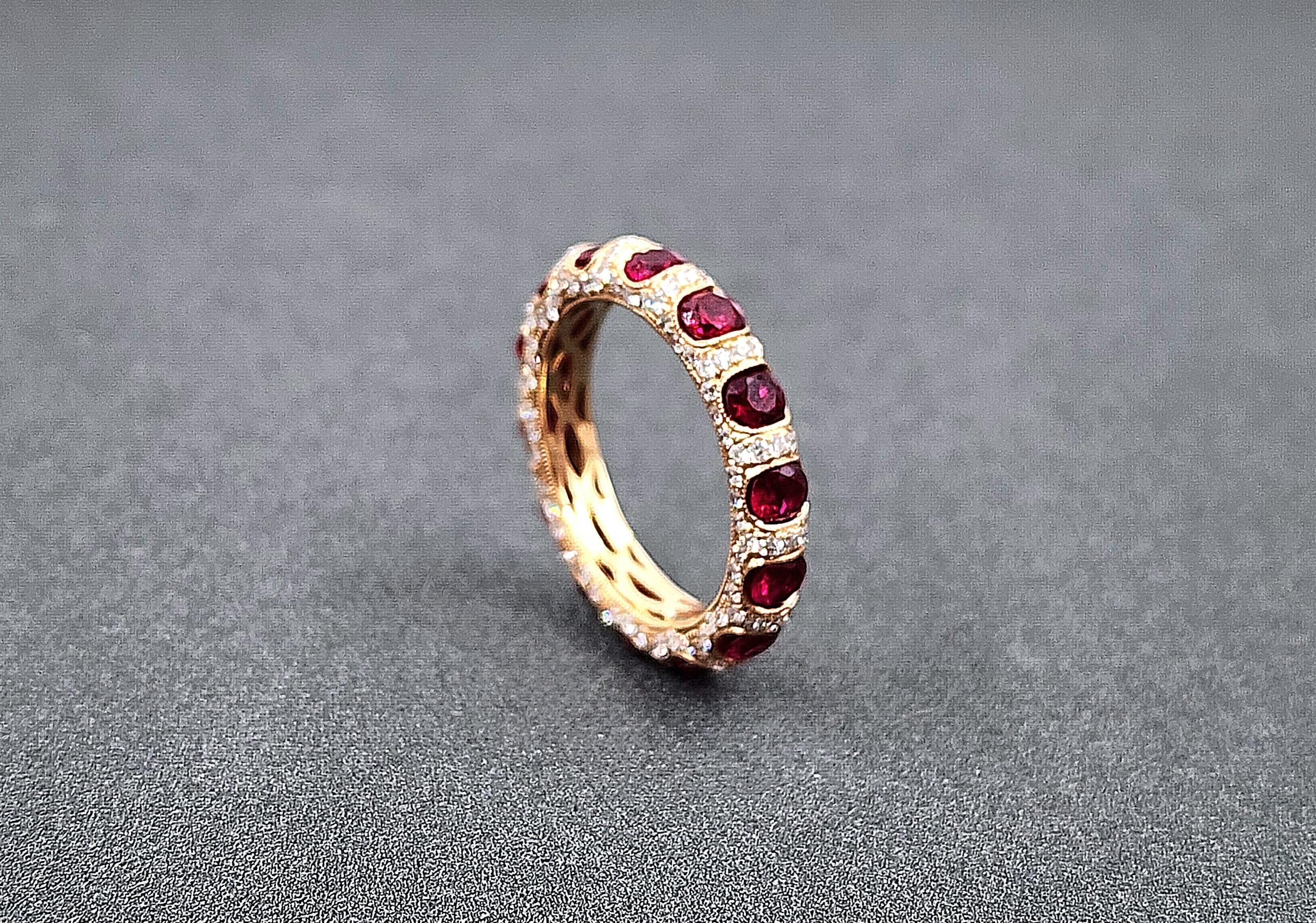 Women's 3.51 ct Ruby & Diamond Eternity Band For Sale