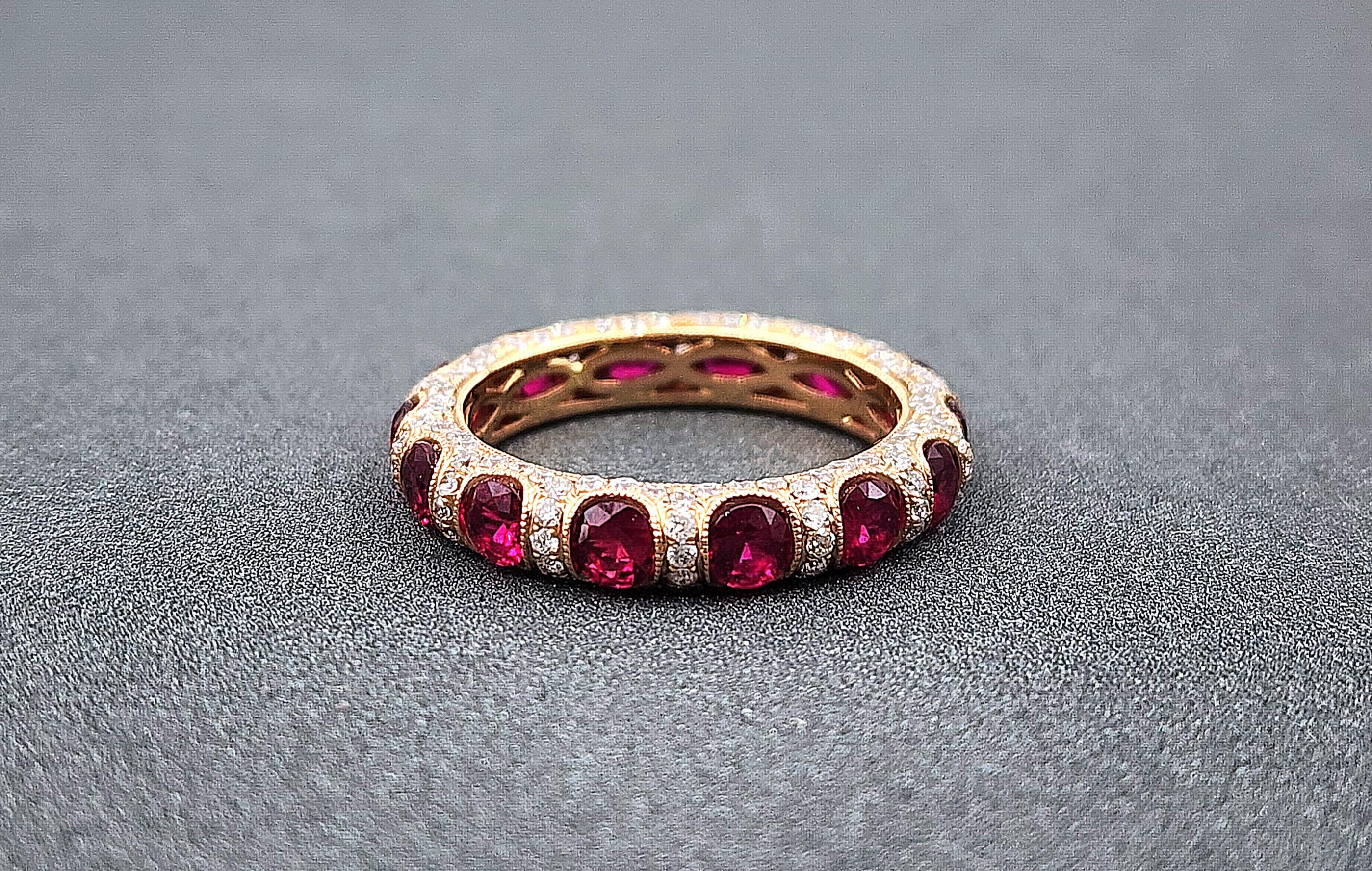 3.51 ct Ruby & Diamond Eternity Band For Sale 1