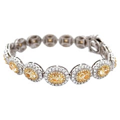   3,51 Karat Weißer Diamant Runder 9,51 Karat Gelber Diamant (MIX SHAPE) 18KY/W Armband