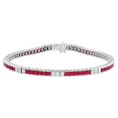 3.51 cts Natural Ruby 
0.32 cts Diamonds 14K White Gold Bracelet