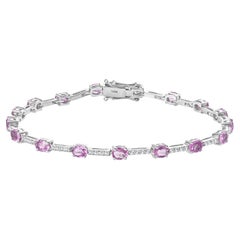 3.51 CTW Pink Sapphire Wedding Bracelet with Diamonds Made in 14k White Gold