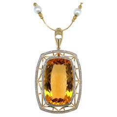 35.11 Carat Citrine Diamond Pendant