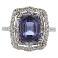 3.51CT Blue Sapphire and .94CTW Diamond Ring in 18K White Gold