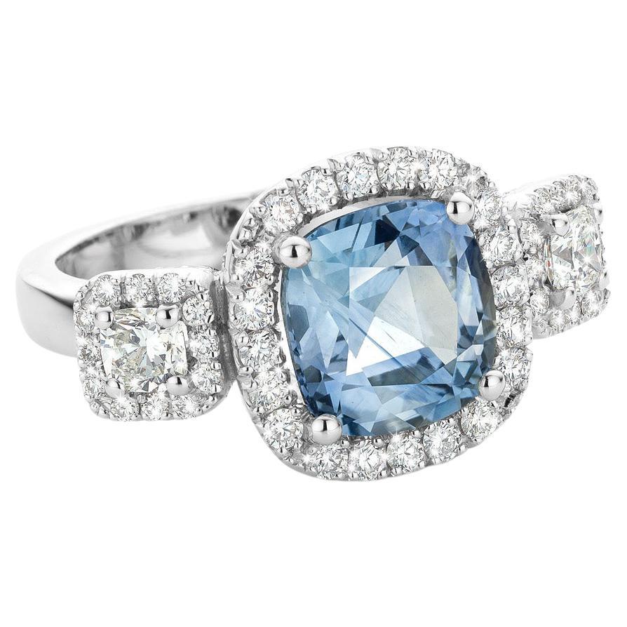 3,51Ct Ceylon Blue Sapphire 18K Diamond 1,09Ct VVS-DE Coctail Engagement Ring