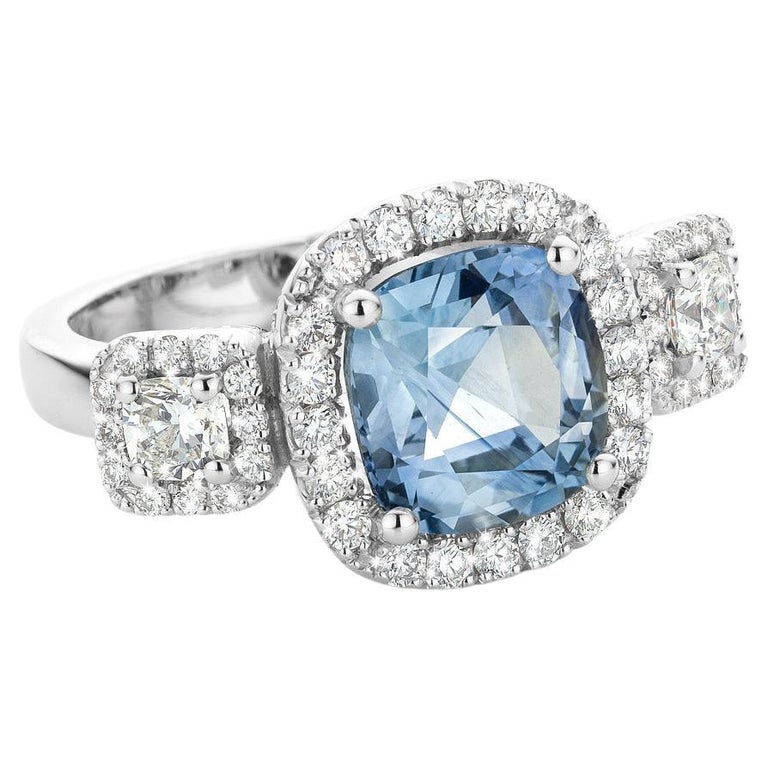 3,51Ct Ceylon Blue Sapphire 18K Diamond 1,09Ct VVS-DE Coctail Engagement Ring For Sale
