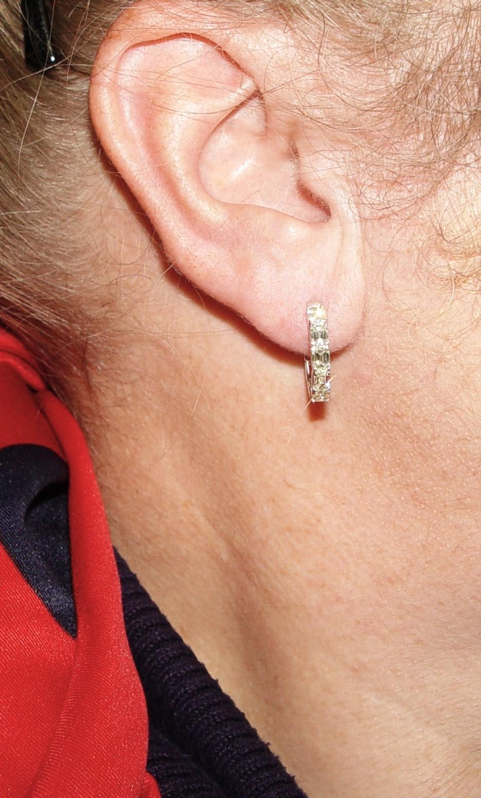 3.51CT Emerald Cut  Natural Diamond hoop earrings 14K 18MM For Sale 8