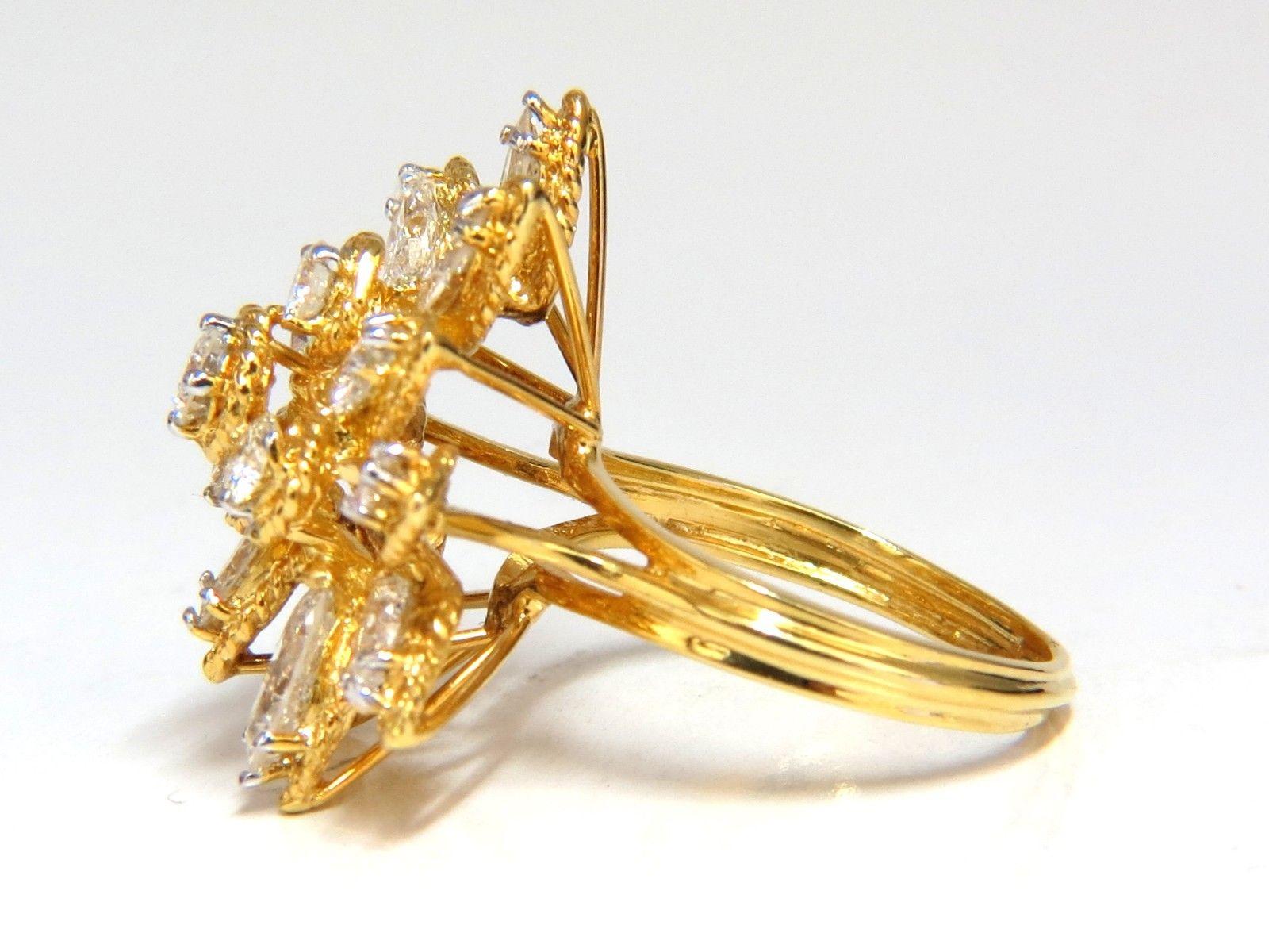 3.51ct Natural Diamonds Marquise & Rounds Cocktail Prime Cluster ring 14kt In New Condition In New York, NY