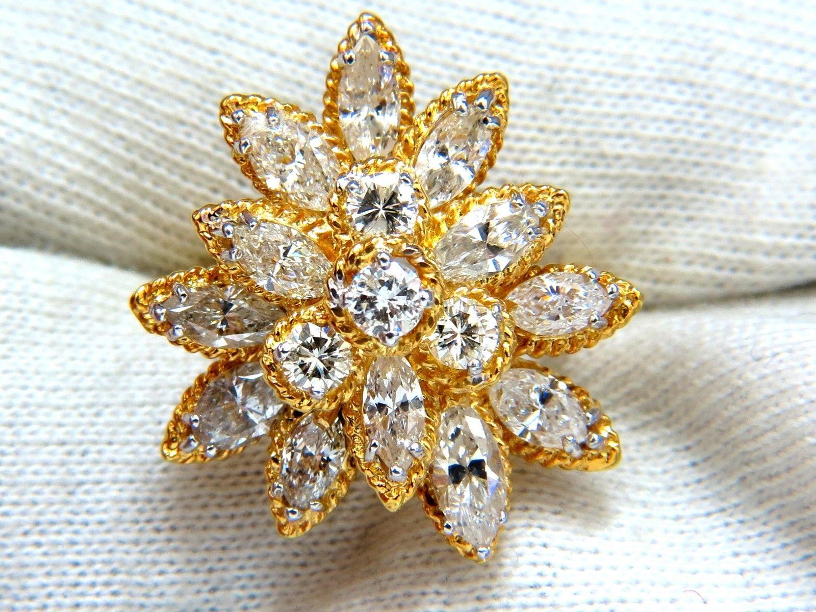 3.51ct Natural Diamonds Marquise & Rounds Cocktail Prime Cluster ring 14kt 1