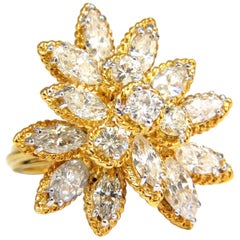 3.51ct Natural Diamonds Marquise & Rounds Cocktail Prime Cluster ring 14kt