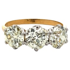 3(51ct Old European Cut Diamond Three-Stone Ring in 18K Gold 
Platinum GIA Cert