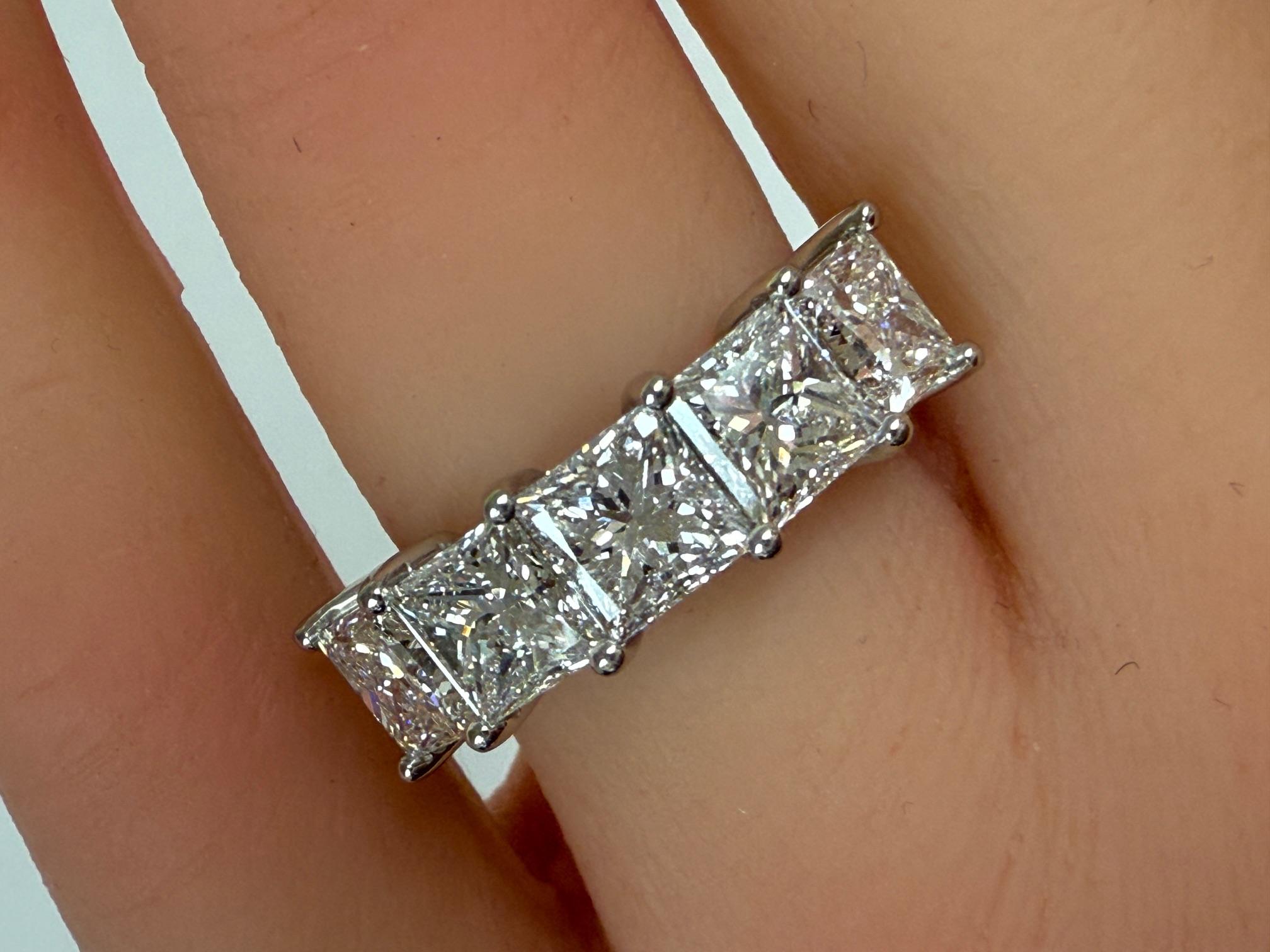 3.51CTW. Bandeau en platine avec diamant taille princesse certifié GIA en vente 6