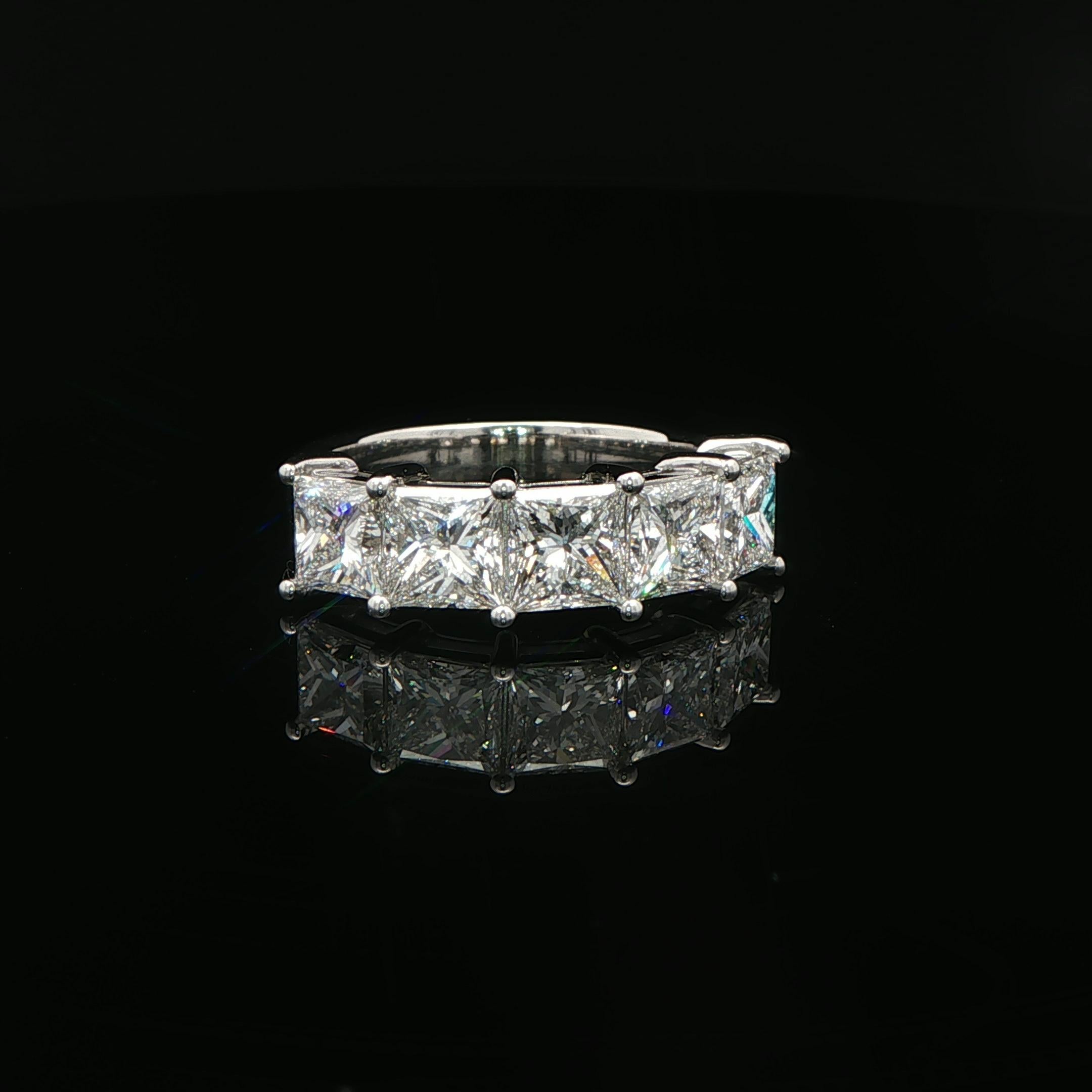 3.51CTW. Bandeau en platine avec diamant taille princesse certifié GIA en vente 1