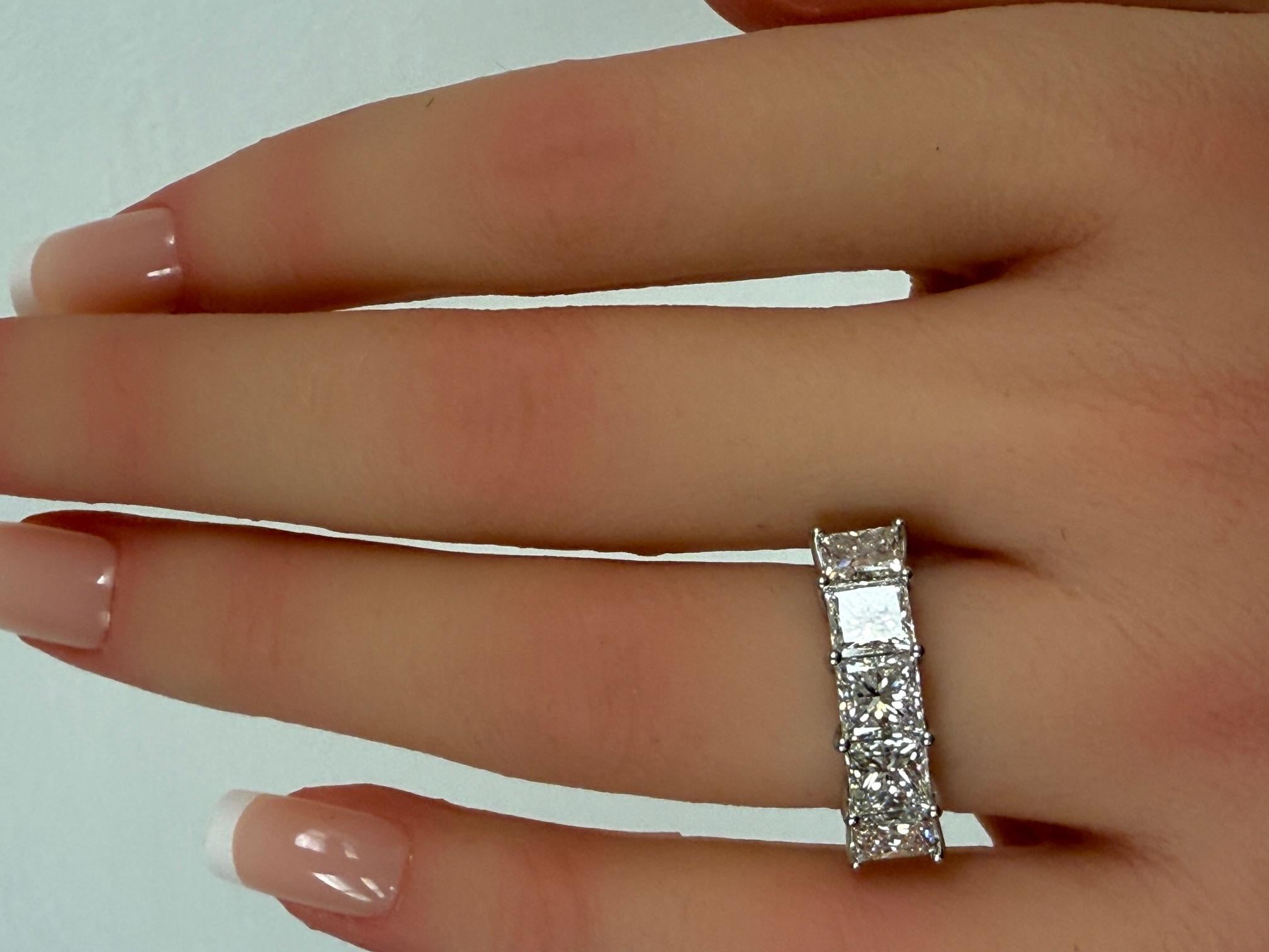 3.51CTW. Bandeau en platine avec diamant taille princesse certifié GIA en vente 2